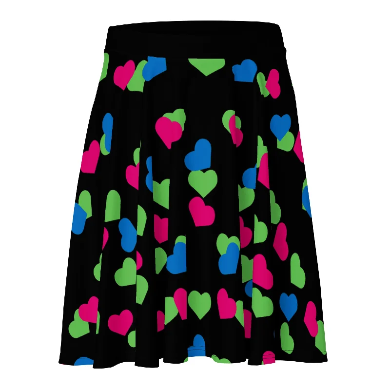 Polysexual Poly Pride Skater Skirt - Hearts
