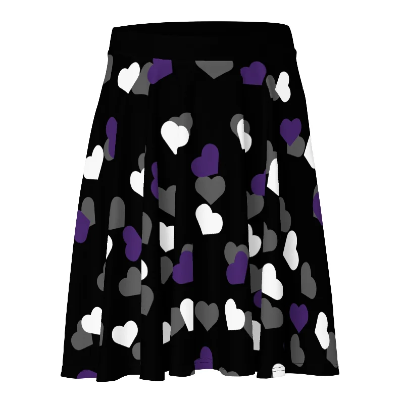 Asexual Ace Pride Skater Skirt with Hearts