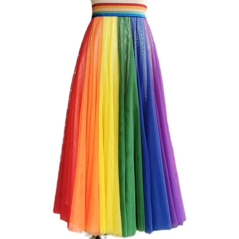 Graphic pride t-shirts with bold love wins slogans--Rainbow Sparkle Slay Skirt