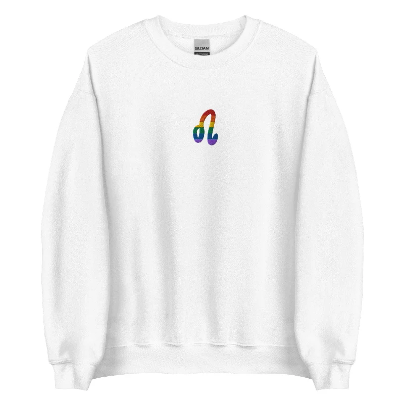 Hoodies supporting queer and trans rights--Leo Rainbow Embroidered Unisex Sweatshirt Hoodies supporting queer and trans rights--Leo Rainbow Embroidered Unisex Sweatshirt