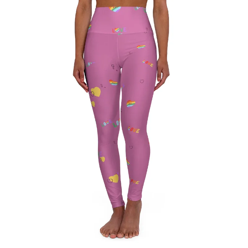 Graphic pride t-shirts with vintage rainbow typography--Gay Pride Yoga Leggings