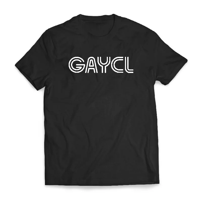 Graphic pride t-shirts with vintage rainbow typography--GAYCL - Tee Shirt