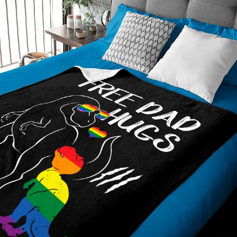 Gay Blanket, Free Dad Hugs Lgbt Pride Dad Dinosaur Blanket Gift For Gay Friend, Lesbian Blankets Gay Blanket, Free Dad Hugs Lgbt Pride Dad Dinosaur Blanket Gift For Gay Friend, Lesbian Blankets