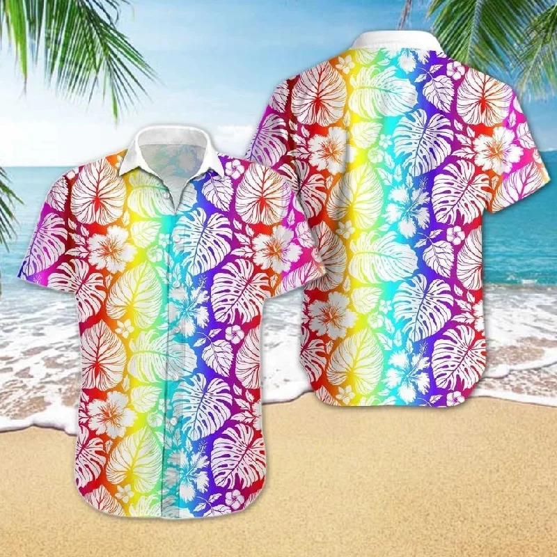 Comfortable graphic tees for pride marches and rallies--Pride LGBT Hawaiian, LGBT Leaves Watercolor Nice Ornamental Hawaiian Shirt Comfortable graphic tees for pride marches and rallies--Pride LGBT Hawaiian, LGBT Leaves Watercolor Nice Ornamental Hawaiian Shirt