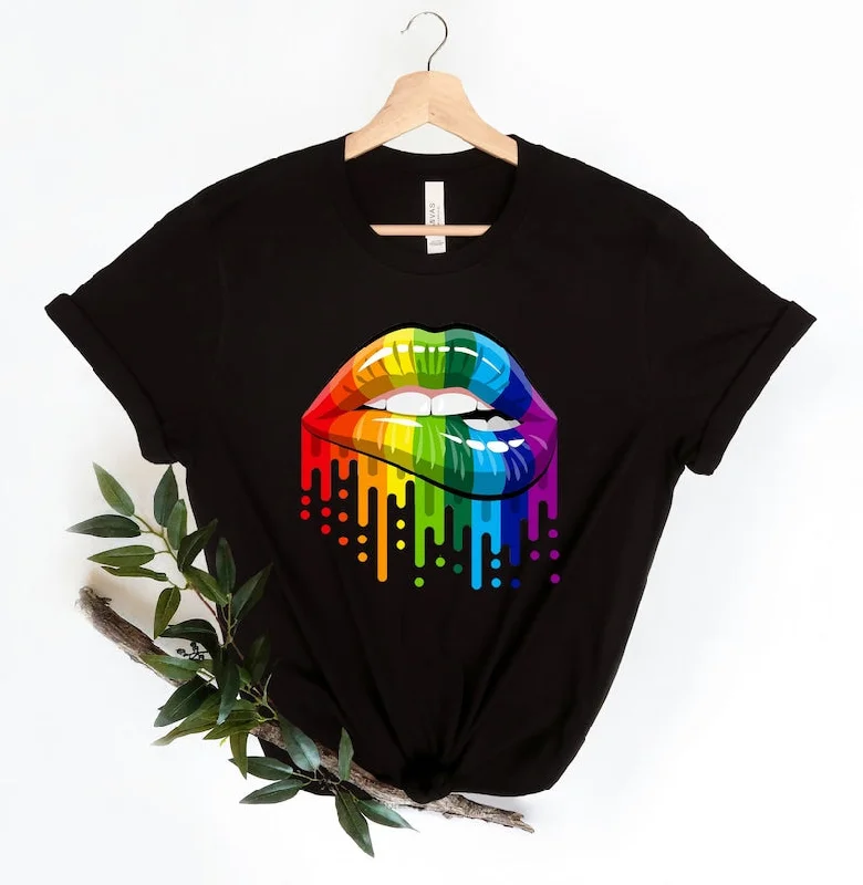 Graphic pride tees with neon pride flag colors--LGBT Shirt, Rainbow Lips Shirt, Rainbow Pride Lips Shirt, LGBT Lips Shirt, Pride Shirt Graphic pride tees with neon pride flag colors--LGBT Shirt, Rainbow Lips Shirt, Rainbow Pride Lips Shirt, LGBT Lips Shirt, Pride Shirt