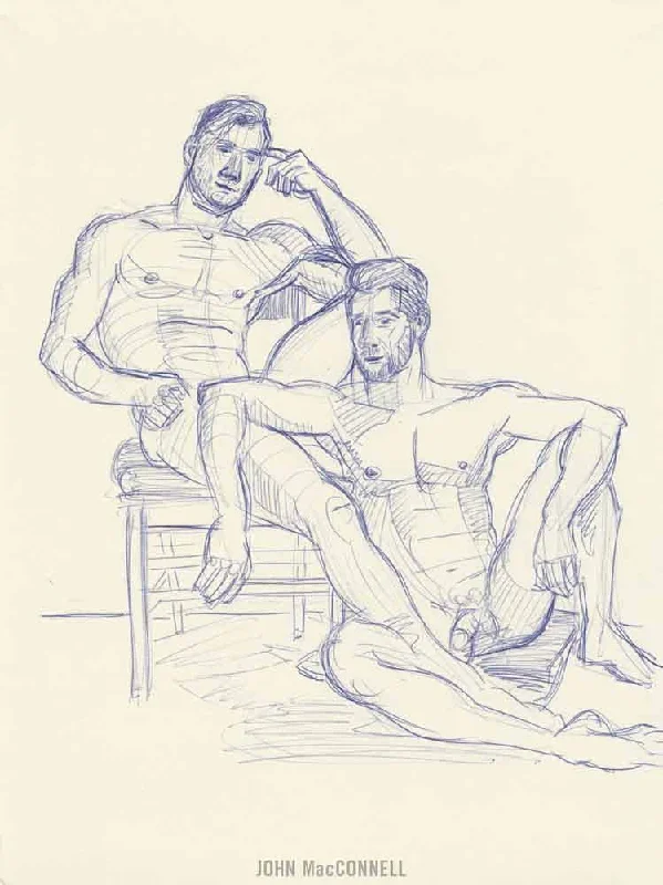 "Eddie & Matthew #1" - original ink figure drawing