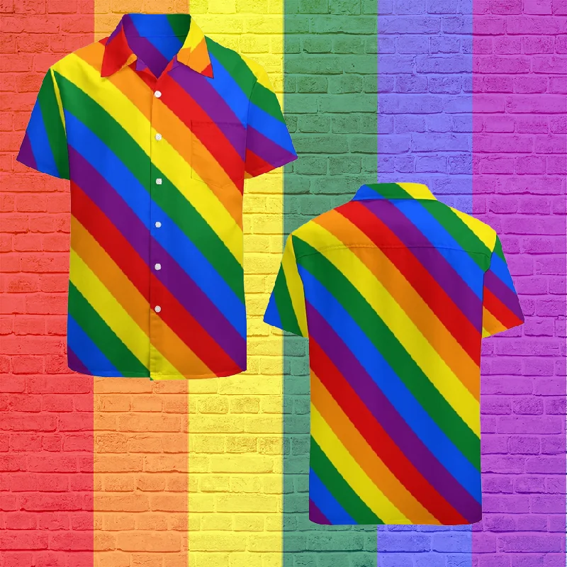 Graphic pride tees with eco-friendly inks and fabrics--Gay Pride Hawaiian Shirt, Lgbt Rainbow Gay Pride Flag Hawaiian Vintage Hawaii Beach Shirts Graphic pride tees with eco-friendly inks and fabrics--Gay Pride Hawaiian Shirt, Lgbt Rainbow Gay Pride Flag Hawaiian Vintage Hawaii Beach Shirts