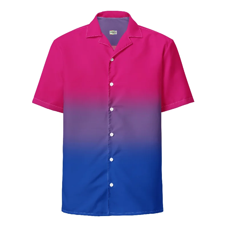 Bisexual Bi Pride Ombre Button-Down Short Sleeve Shirt Unisex