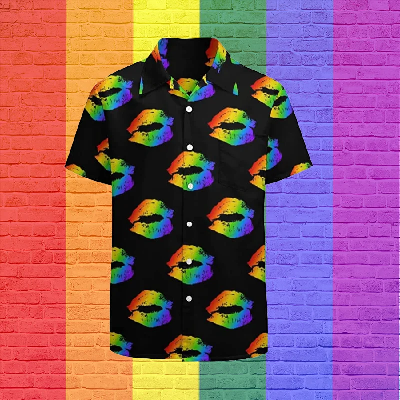 Men's Casual Button Down Short Sleeve Shirt Pride Month Rainbow Lgbt Print Summer Hawaiian Shirts Beach Shirts Gift Men's Casual Button Down Short Sleeve Shirt Pride Month Rainbow Lgbt Print Summer Hawaiian Shirts Beach Shirts Gift