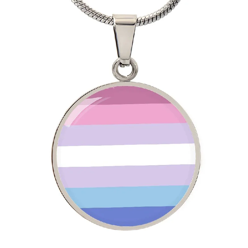 Bigender Pride Circle Pendant Necklace