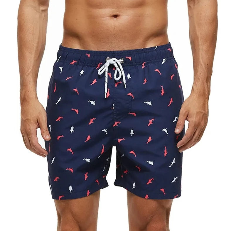 Little Red + White Fish Board Shorts