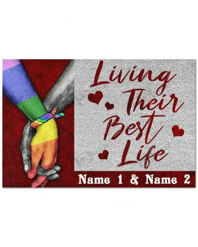 Personalized Pride Door Mat For Gay, Living Their Best Life Lgbt Doormat, Pride Doormat Personalized Pride Door Mat For Gay, Living Their Best Life Lgbt Doormat, Pride Doormat