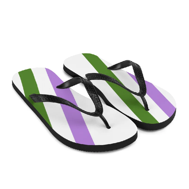 Genderqueer Diagonal Flag Colors LGBTQ+ Flip-Flops Unisex Sizes