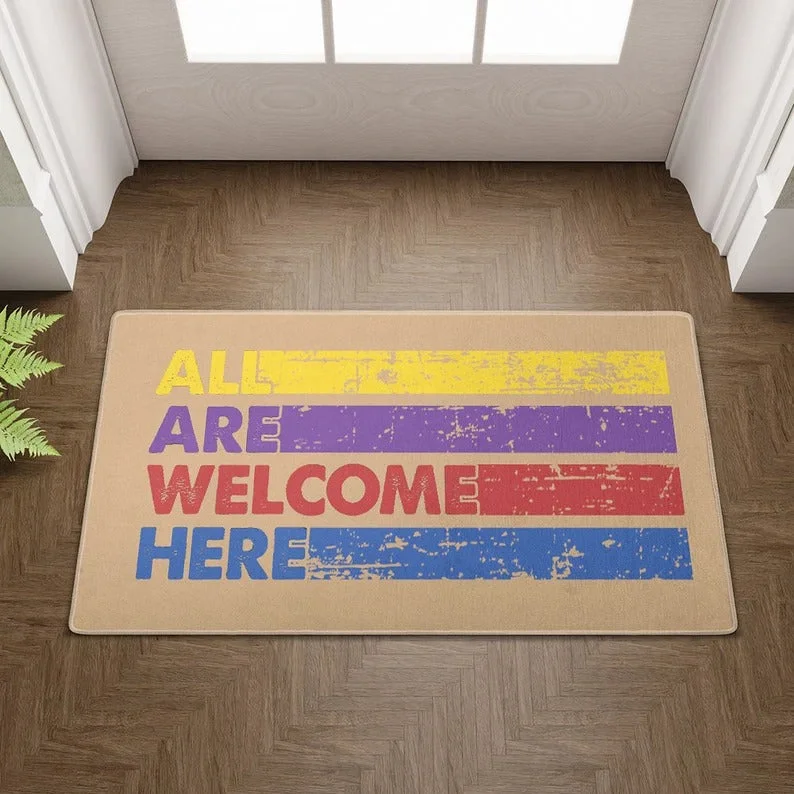 Lgbt Doormat All Are Welcome Here Mat, Welcome Lgbt Mat, Say Gay Say Trans Doormat