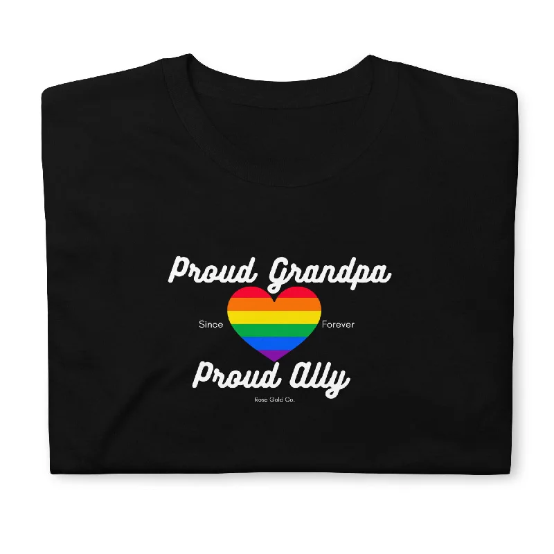 Graphic pride t-shirts with rainbow peace symbols--Proud Grandpa Ally Pride Short-Sleeve Unisex T-Shirt Graphic pride t-shirts with rainbow peace symbols--Proud Grandpa Ally Pride Short-Sleeve Unisex T-Shirt
