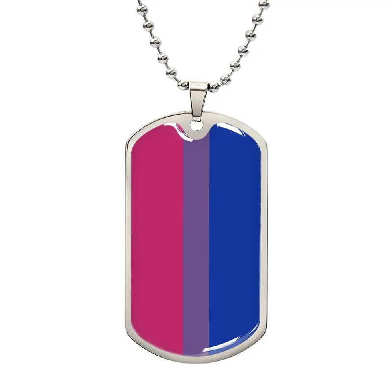 Bisexual Bi Pride Military Dog Tag Necklace