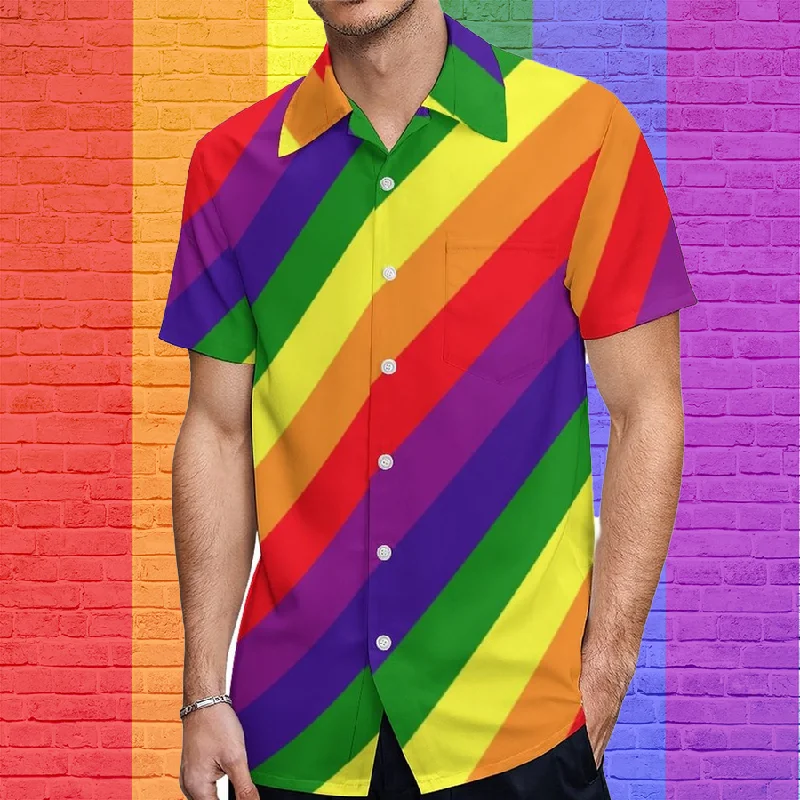 Gay Pride Lgbtq Rainbow Colors Striped Hawaiian Vintage Shirt Mens Button Down Plus Size Tropical Hawaii Beach Shirts Gay Pride Lgbtq Rainbow Colors Striped Hawaiian Vintage Shirt Mens Button Down Plus Size Tropical Hawaii Beach Shirts
