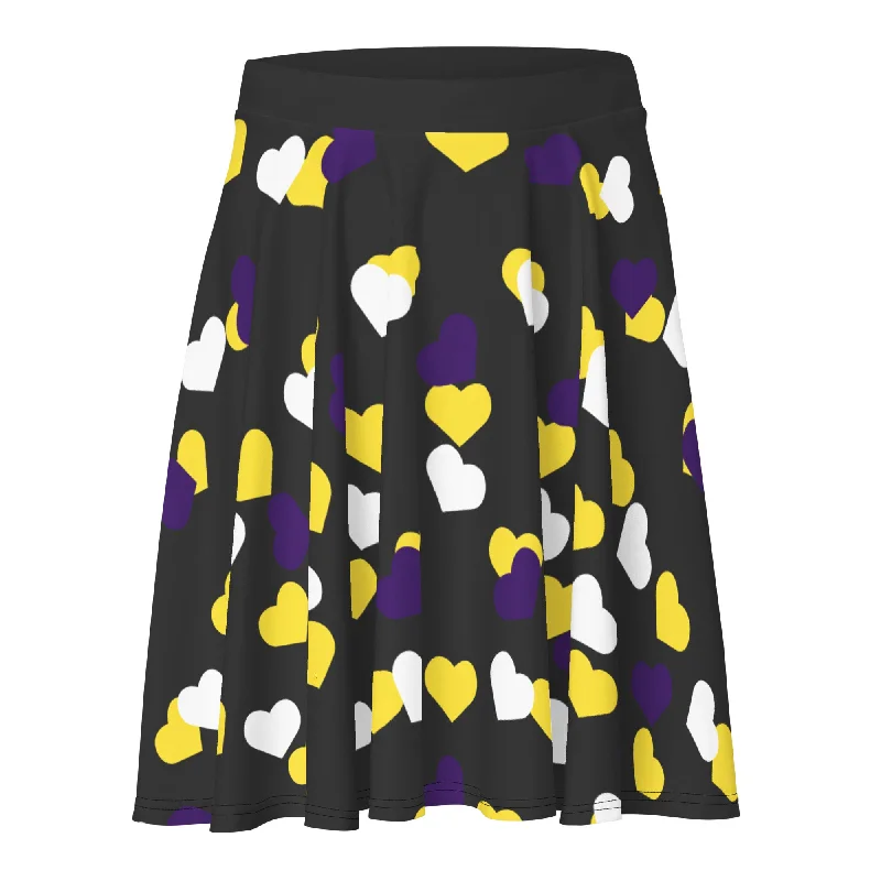 Nonbinary Enby Pride Skater Skirt - Heart