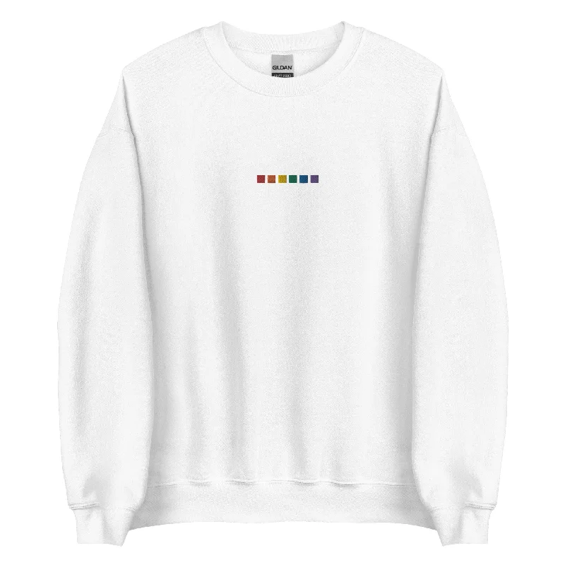 Hoodies with bold queer pride graphic designs--Rainbow Squares Embroidered Unisex Sweatshirt Hoodies with bold queer pride graphic designs--Rainbow Squares Embroidered Unisex Sweatshirt