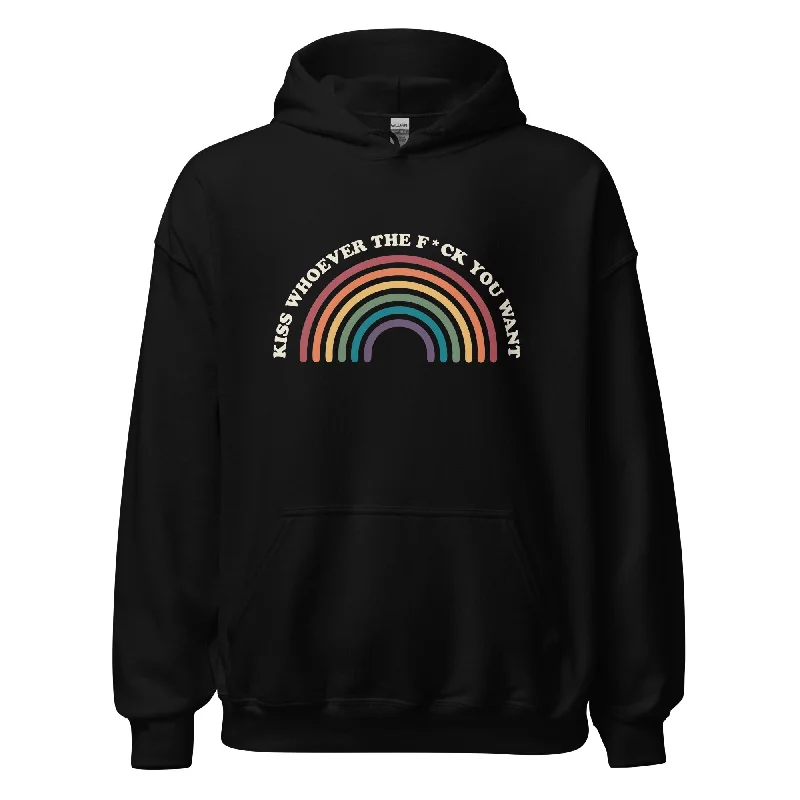 Hoodies with pan and bi pride flag colors--Kiss Whoever The F*ck You Want Unisex Hoodie Hoodies with pan and bi pride flag colors--Kiss Whoever The F*ck You Want Unisex Hoodie