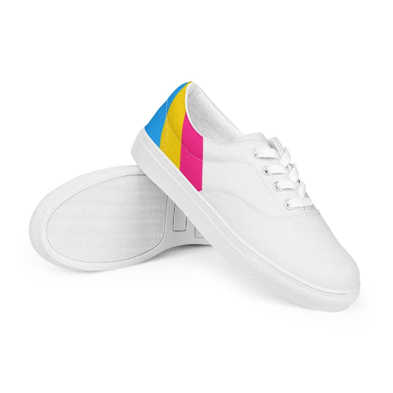 Pansexual Diagonal Flag Colors LGBTQ+ Lace-up Canvas Men's Shoes