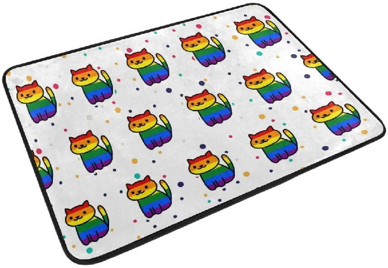 Funny Doormat Pride Gay Cat Door Mat Welcome Entrance, Lgbt Home Decor Doormats