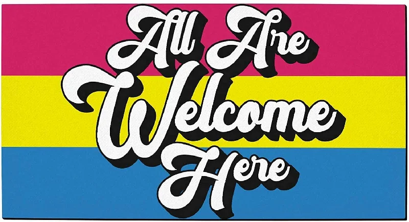 Pan Pride Pangender Indoor Doormat All Are Welcome Here Pangender Gifts Decorative Door Mat Pansexual Pan Pride Pangender Indoor Doormat All Are Welcome Here Pangender Gifts Decorative Door Mat Pansexual