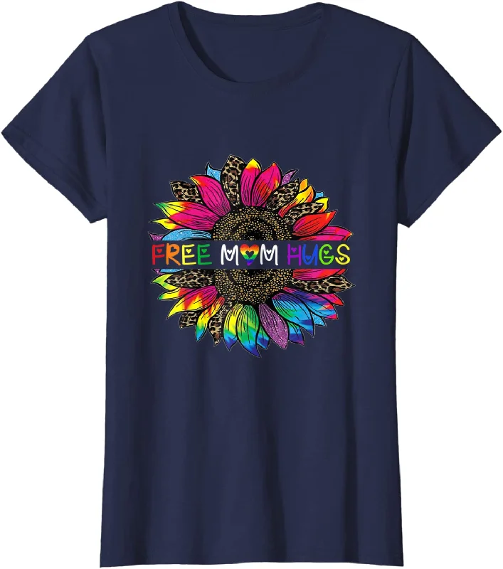 Gay Pride Free Mom Hugs Sunflower Leopard Rainbow LGBT T Shirt