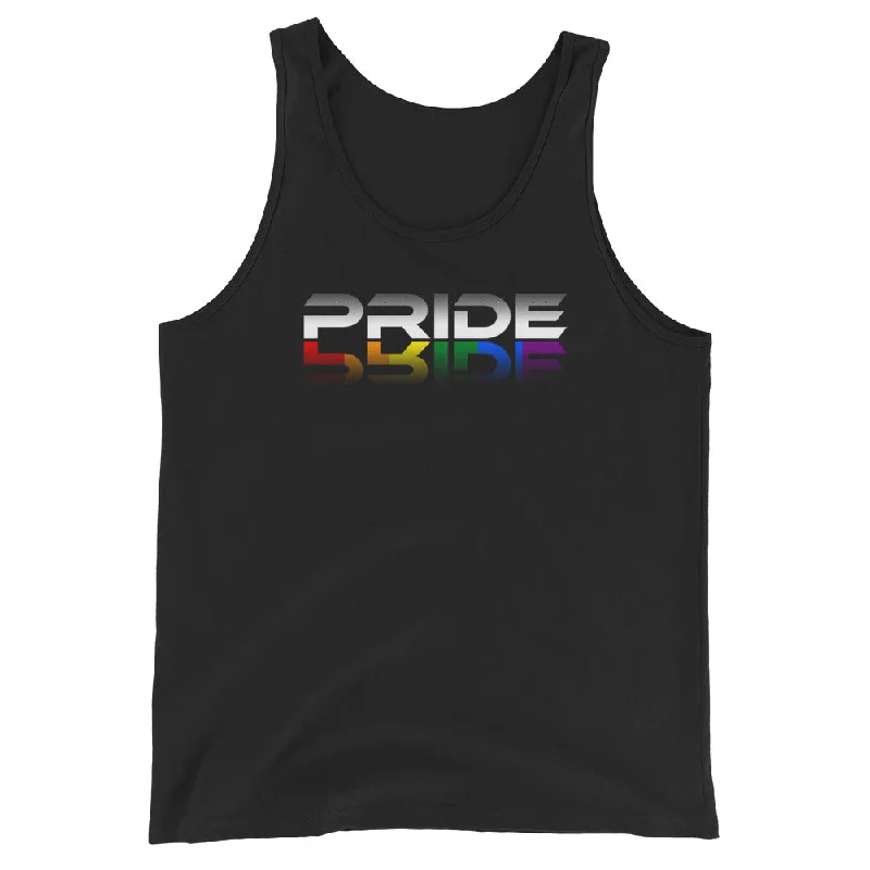 Pride Rainbow Reflection White Letters LGBTQ+ Unisex Tank Top