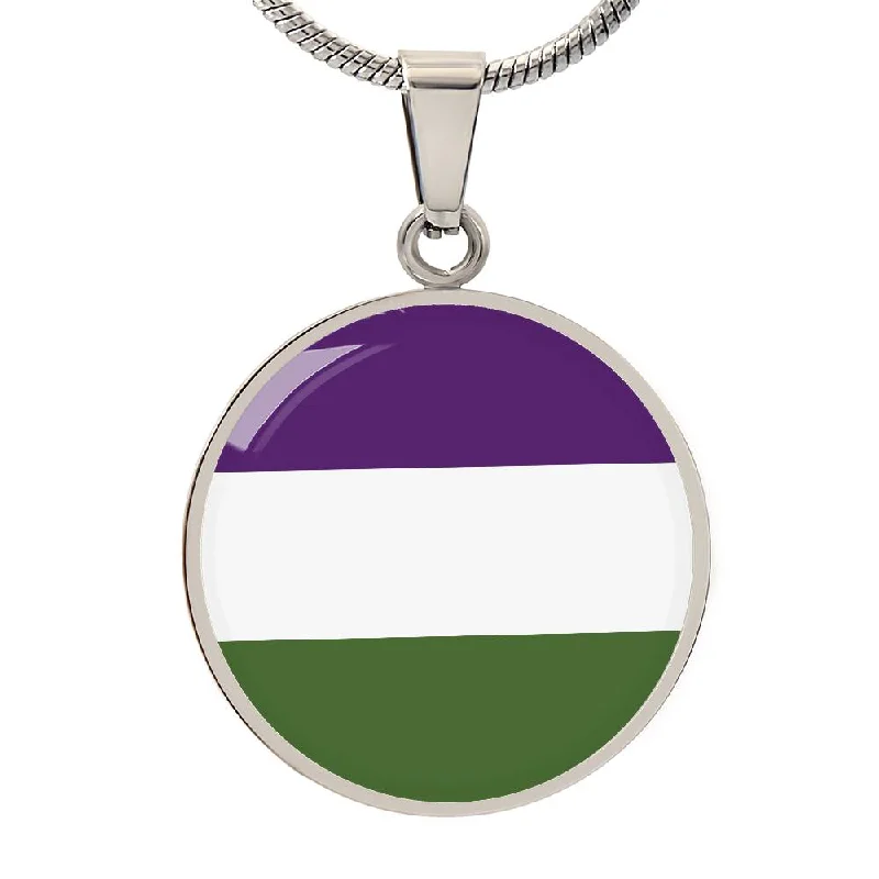 Genderqueer Pride Circle Pendant Necklace