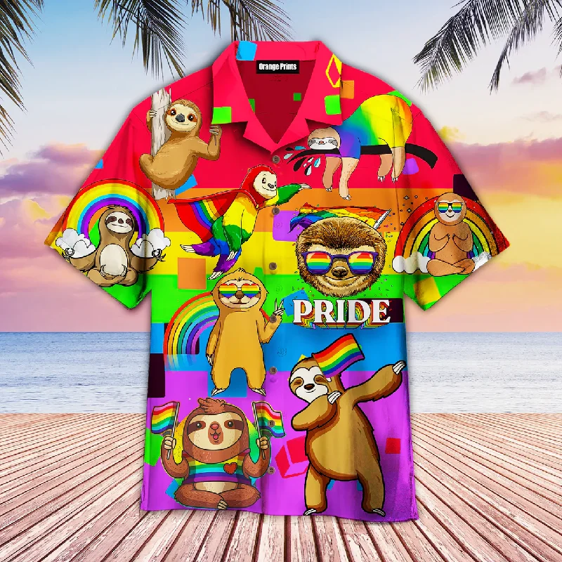 Eco-friendly graphic pride t-shirts made from organic cotton--Lgbtq Sloth Pride Month Hawaiian Shirt, Pride Animal Hawaiian Shirt, Pride Hawaiian Shirts Eco-friendly graphic pride t-shirts made from organic cotton--Lgbtq Sloth Pride Month Hawaiian Shirt, Pride Animal Hawaiian Shirt, Pride Hawaiian Shirts