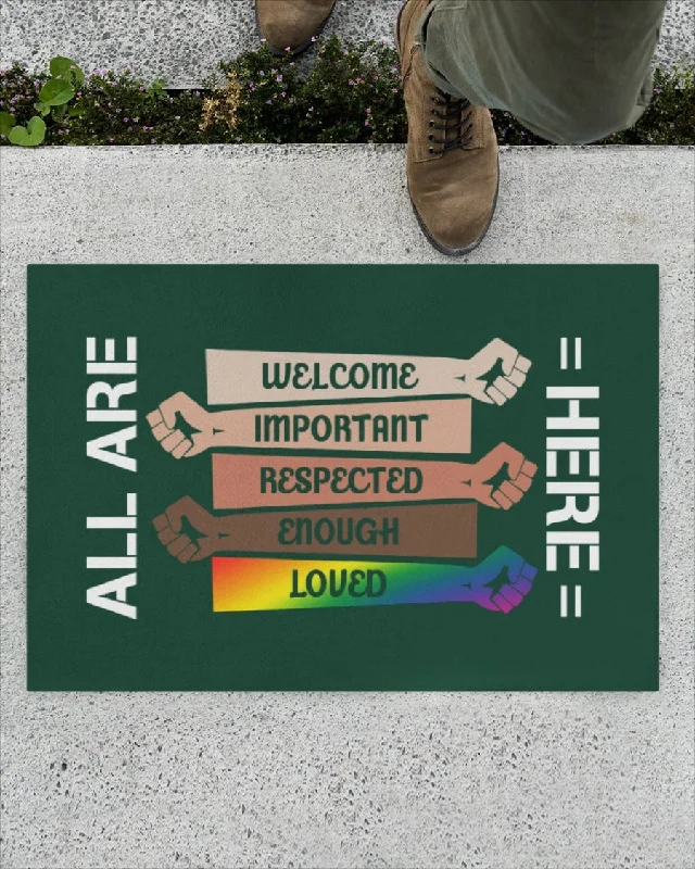 Welcome Door Mat, All Are Here Support Lgbt Doormat, Ally Gifts, Pride Doormat