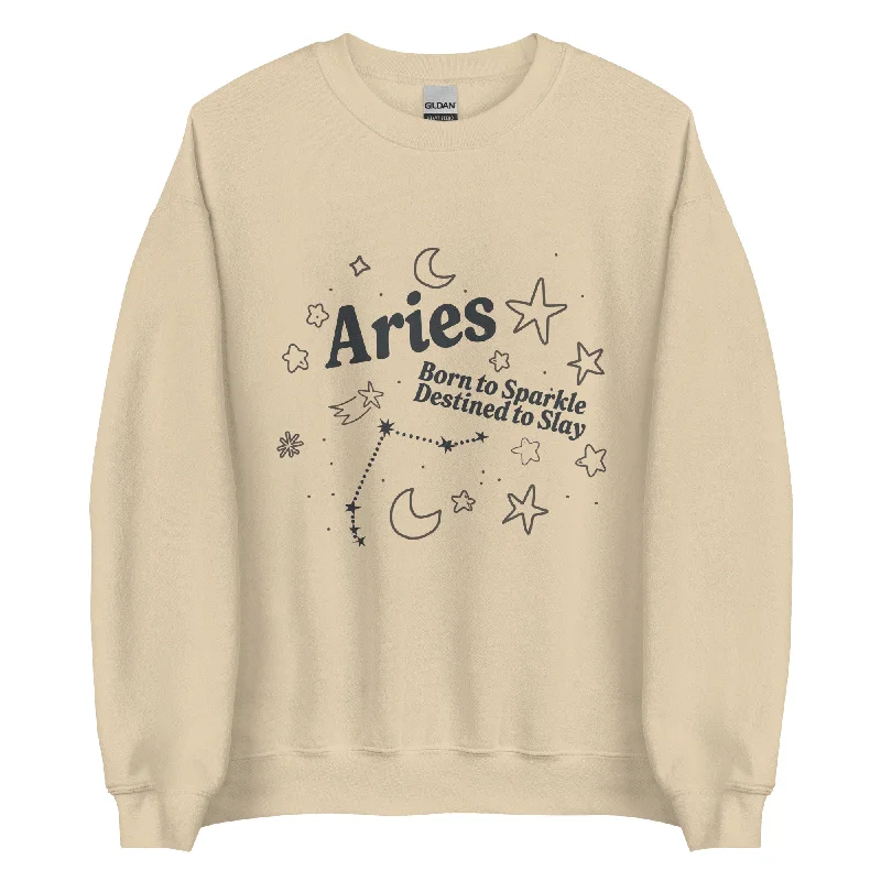 Hoodies with colorful pride-themed embroidery--Aries Born to Sparkle Unisex Sweatshirt