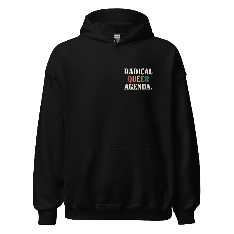 Hoodies with colorful pride flag hearts--Radical Queer Agenda Unisex Hoodie