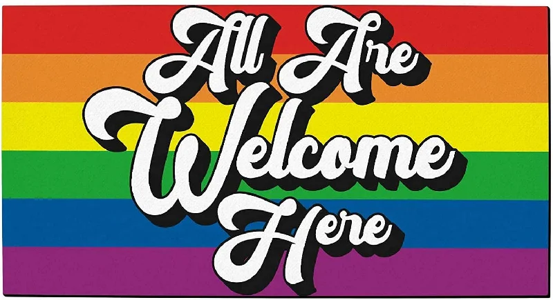 Gay Pride Doormat All Are Welcome Here Gay Gifts Decorative Doormat Gay