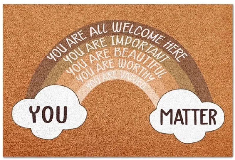 Welcome Doormat You Are Welcome Here Pride Rainbow Acceptance Anti-Slip Mat Indoor Outdoor Decor Doormat