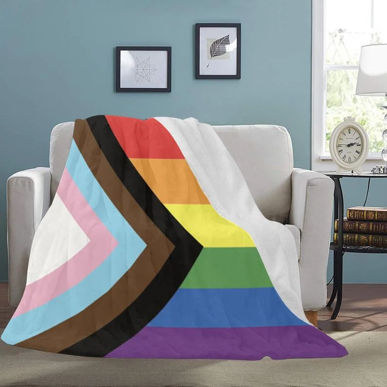 Lgbtq Fleece Blanket Love Is Love Progress Pride Quilt Blanket, Gift For Pride Month Lgbtq Fleece Blanket Love Is Love Progress Pride Quilt Blanket, Gift For Pride Month
