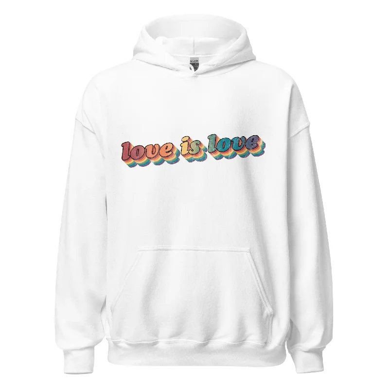 Warm hoodies for fall pride festivals--Retro Love is Love Unisex Hoodie