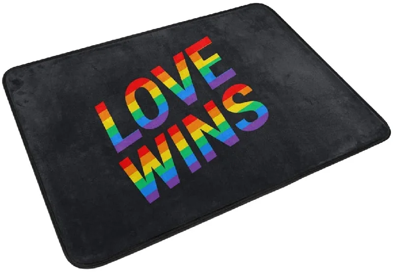 Love Wins Pride Rainbow Black Doormat Non Slip Floor Mat Indoor Outdoor Entrance Bedroom Door Mat Home Decor Love Wins Pride Rainbow Black Doormat Non Slip Floor Mat Indoor Outdoor Entrance Bedroom Door Mat Home Decor