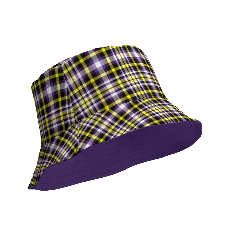 Nonbinary Enby Pride Reversible Bucket Hat in Plaid