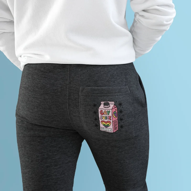 Graphic pride tees with neon pride flag colors--Gay Juice Pride Pocket Fleece Joggers