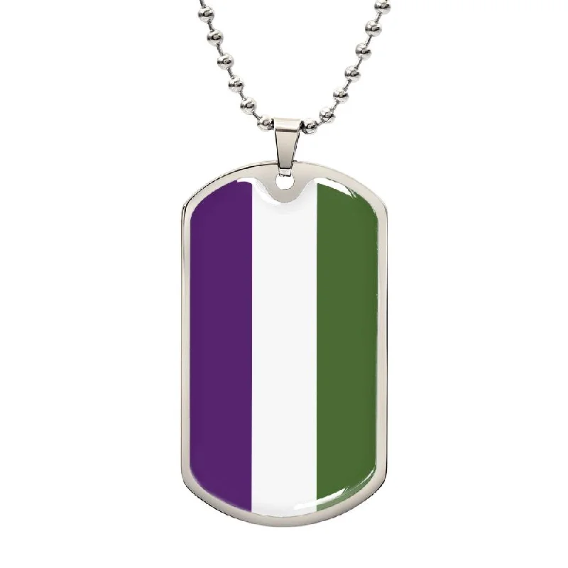 Genderqueer Pride Military Dog Tag Necklace
