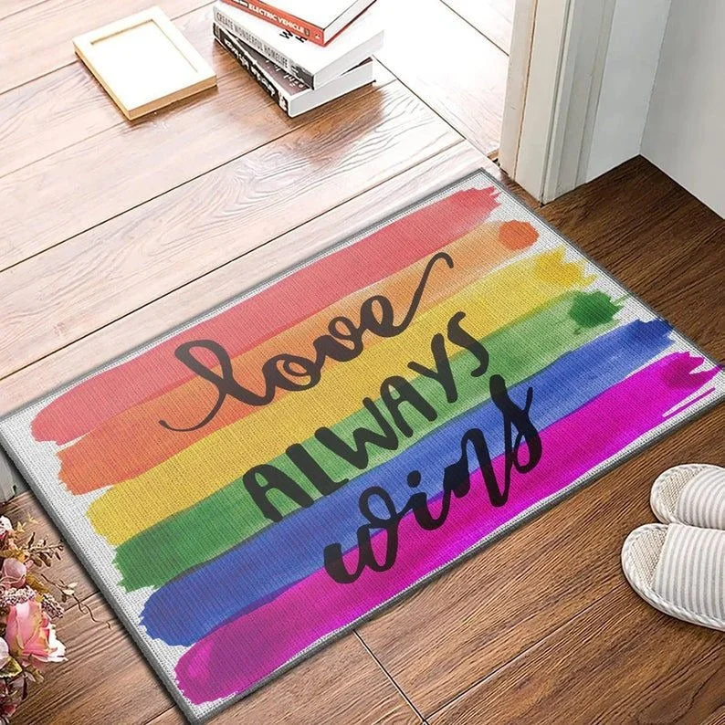 Love Always Wins Lgbt Doormat, Lgbt Home Pride Doormat