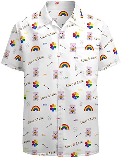 Love Is Love Hawaii T Shirt For Gay Men, Gift To Couple Gaymer, Rainbow Pride Hawaiian Shirts Love Is Love Hawaii T Shirt For Gay Men, Gift To Couple Gaymer, Rainbow Pride Hawaiian Shirts