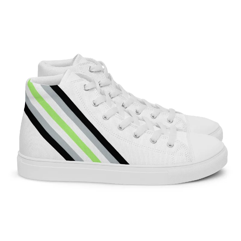 Agender Diagonal Flag Colors LGBTQ+ Women Sizes High Top Canvas Shoes
