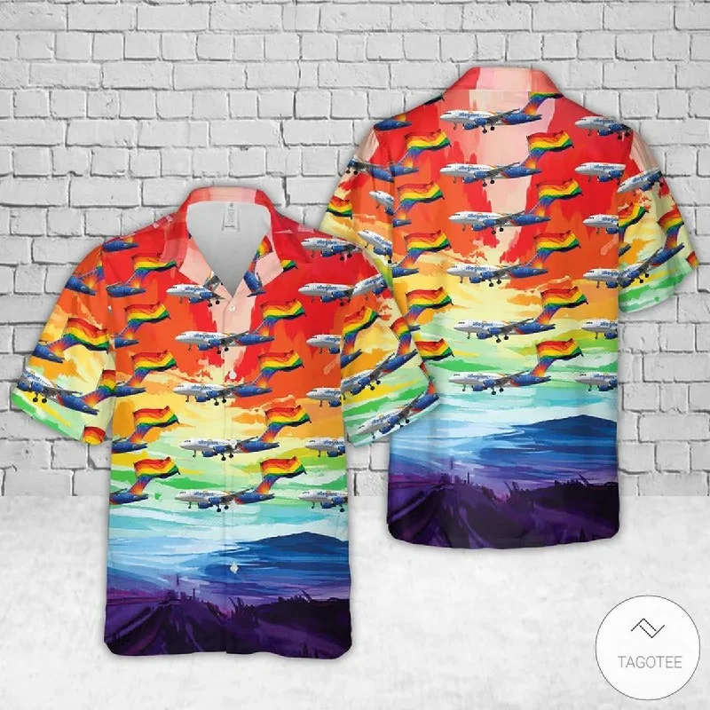 Graphic pride t-shirts with hand-painted pride flag art--Allegiant Airlines Fly With Lgbt Pride Hawaiian Shirt Graphic pride t-shirts with hand-painted pride flag art--Allegiant Airlines Fly With Lgbt Pride Hawaiian Shirt