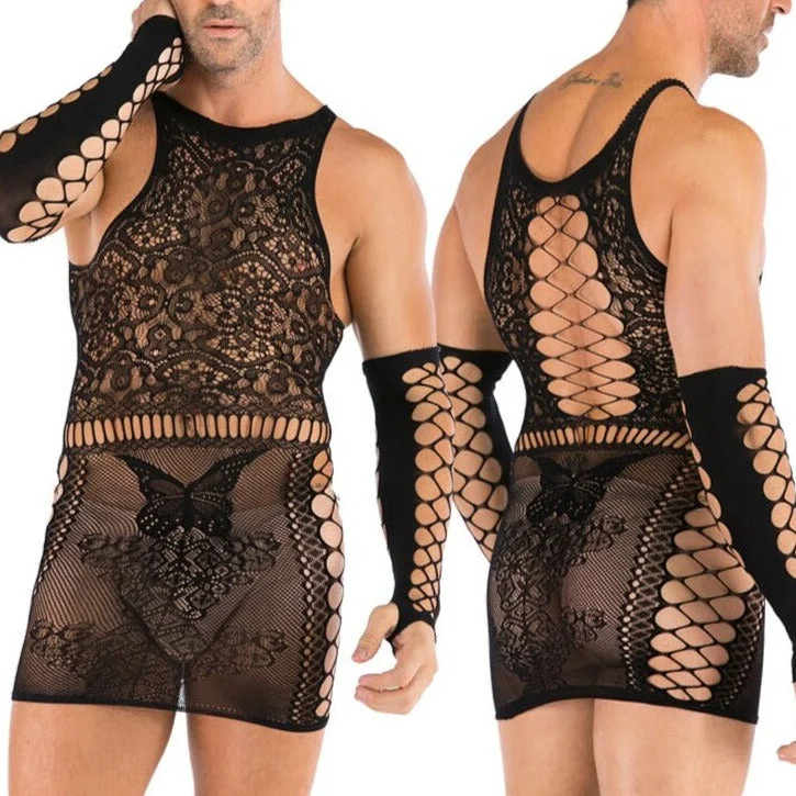Men's Erotic fishnet Bodysuit