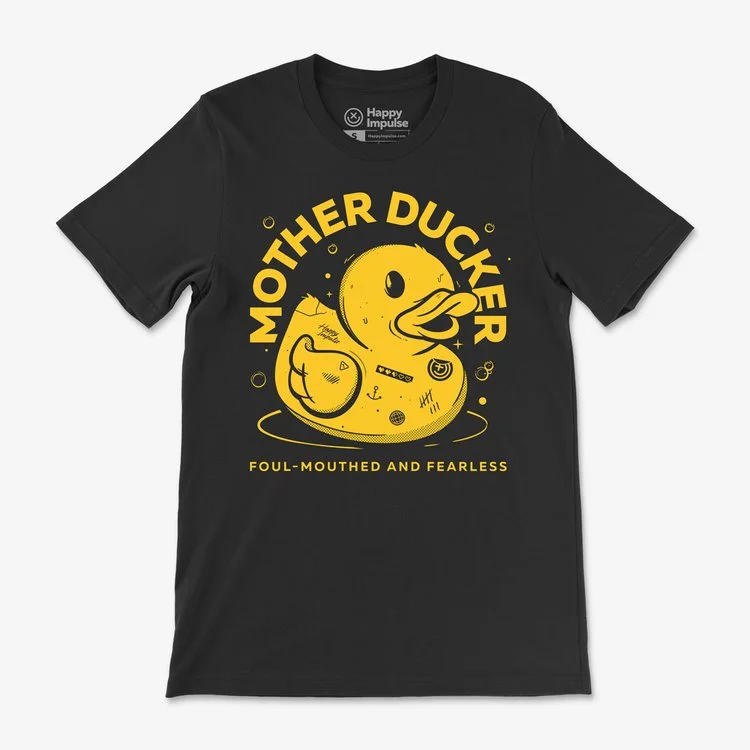 Graphic pride t-shirts with neon rainbow gradients--Mother Ducker -  Tee Shirt