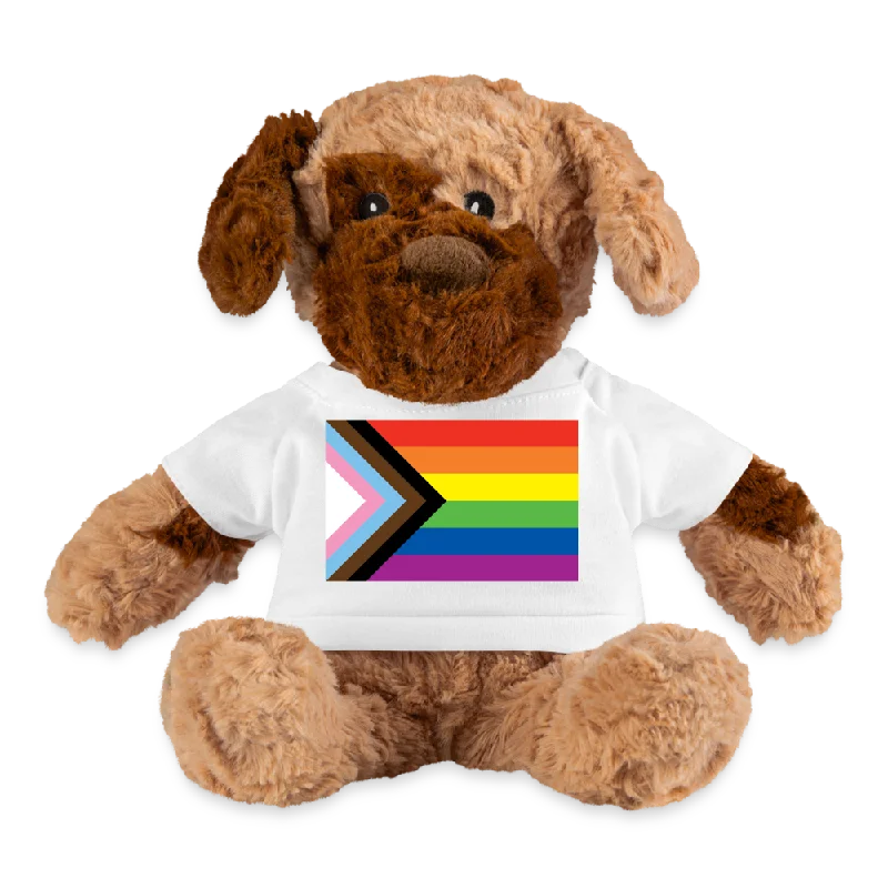 LGBTQ Pride Flag Plush Dog Stuffed Animal - Progress Pride Daniel Quasar