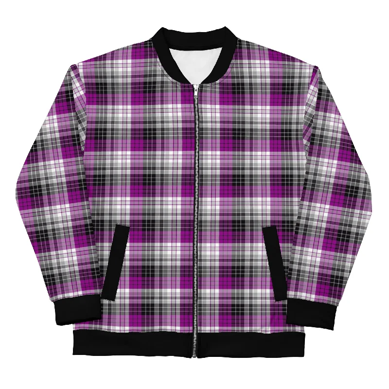 Asexual Ace Pride Bomber Jacket Coat in Plaid